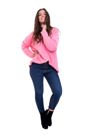 Studio shot of a beautiful young casual womanの写真素材