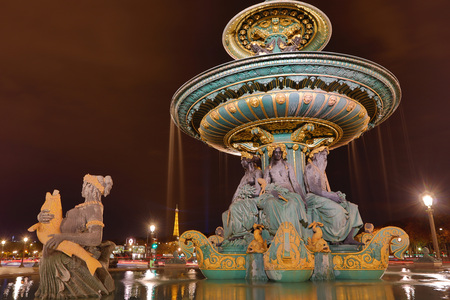 Typical french fountain in the place de la concordeの写真素材