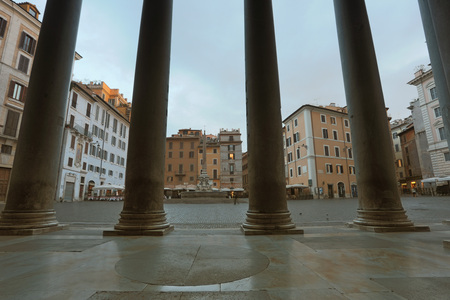 View of Pantheon basilica in centre of Rome, Italyの写真素材