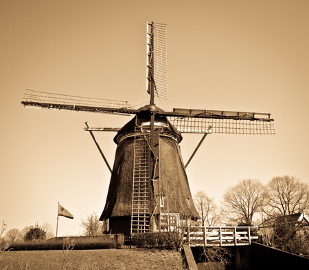 old dutch windmillの写真素材