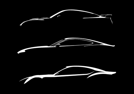 Car silhouette side view on black background vectorのイラスト素材