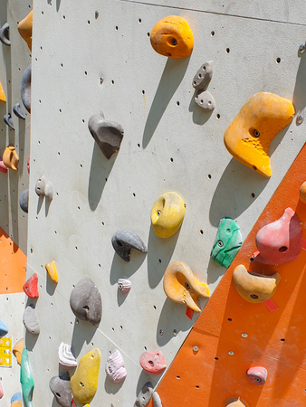 Indoor and outdoor sports climbing stone wall.の写真素材