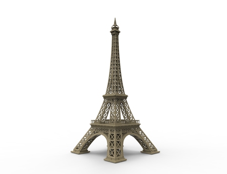 3D rendering of the tourist attraction Eiffel tower in Paris France.の写真素材
