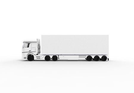 3d rendering 3d illustration of the side view of a white truckの写真素材