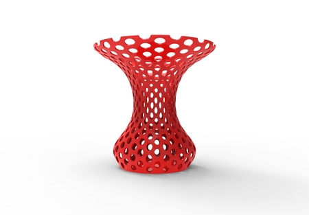 3D illustration 3d rendering of a 3D printed red vase isolated.の写真素材