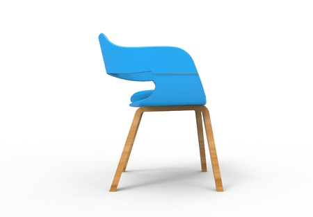 3D illustration rendering of a light blue round leather design chair.の写真素材