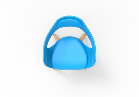 3D illustration rendering of a light blue round leather design chair.の写真素材