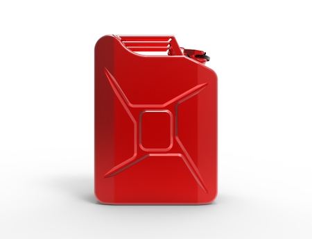 3D rendering of a red jerry can isolated.の写真素材