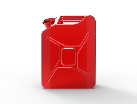 3D rendering of a red jerry can isolated.の写真素材