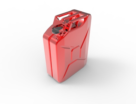 3D rendering of a red jerry can isolated.の写真素材