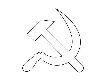 Hammer and Sickle line vector isolated on white backgroundのイラスト素材