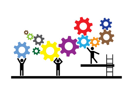 People working together illustrating teamwork illustration isolated.の写真素材