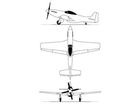 Northe american World war 2 fighter airplane isolated on white backgroundのイラスト素材