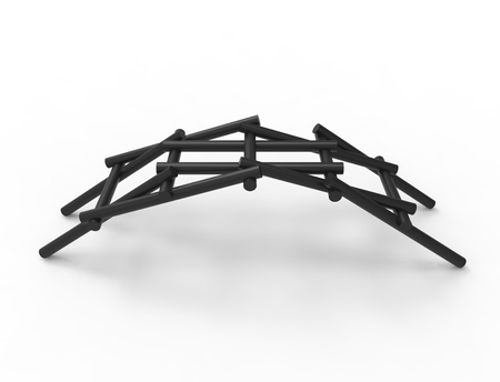 Leonardo Da vinci self supporting bridge isolated in white backgroundの写真素材