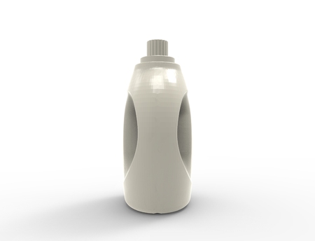 3D rendering of a white washing powder plastic bottle in white backgroundの写真素材
