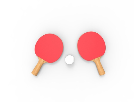 3D rendering of table tennis rackets isolated in white backgorund.の写真素材