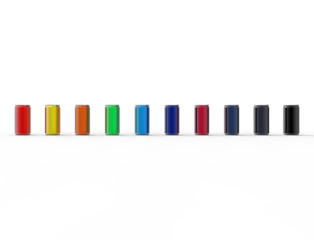 3D rendering of multiple soda cans isolated in white studio backgroundの写真素材