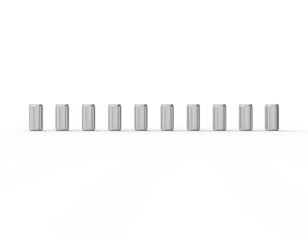 3D rendering of multiple soda cans isolated in white studio backgroundの写真素材