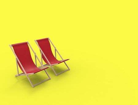 3D rendering of a beach chair isolated in studio backgroundの写真素材