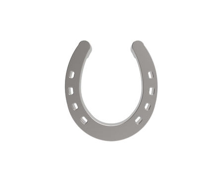 3D rendering of a metal horseshoe isolated in studio background.の写真素材