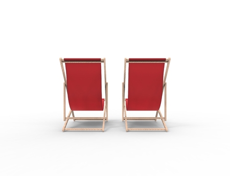 3D rendering of a beach chair isolated in studio backgroundの写真素材