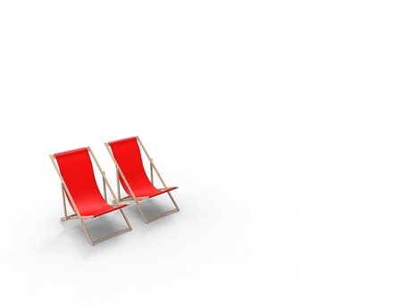 3D rendering of a beach chair isolated in studio backgroundの写真素材