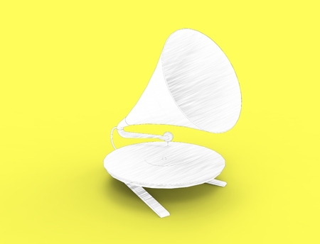 3D rendering of a vintage record player isolated in studio backgroundの写真素材