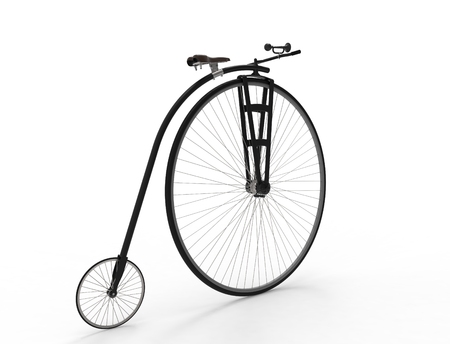 3D rendering of a vintage velocipede isolated on white background.の写真素材