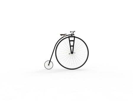 3D rendering of a vintage velocipede isolated on white background.の写真素材