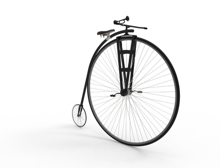 3D rendering of a vintage velocipede isolated on white background.の写真素材