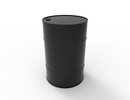3D rendering of oil barrels isolated in white studio backgroundの写真素材