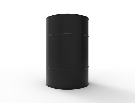 3D rendering of oil barrels isolated in white studio backgroundの写真素材