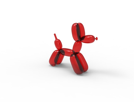 3D rendering of a balloon dog isolated in white studio backgroundの写真素材