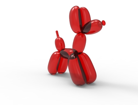 3D rendering of a balloon dog isolated in white studio backgroundの写真素材