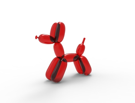 3D rendering of a balloon dog isolated in white studio backgroundの写真素材