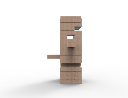 3D rendering of wooden blocks tower game isolated in white backgroundの写真素材