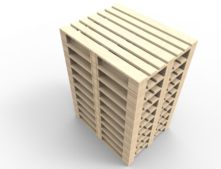 3D rendering of wooden pallets isolated in white studiobackground.の写真素材