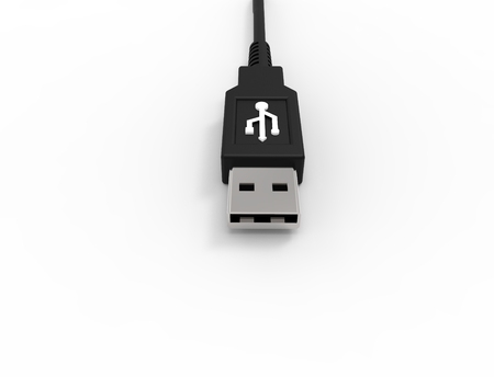 3D rendering of a USB cable plug isolated on white studio backgroundの写真素材