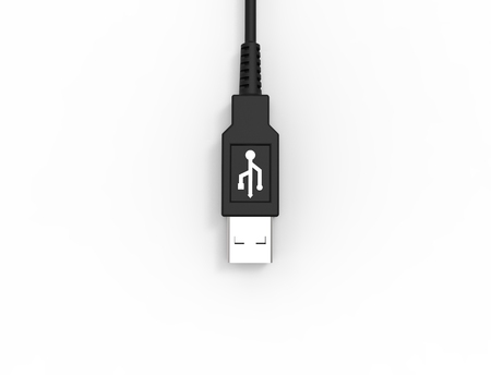 3D rendering of a USB cable plug isolated on white studio backgroundの写真素材