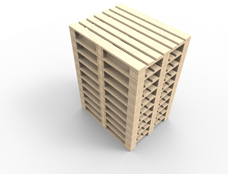 3D rendering of wooden pallets isolated in white studiobackground.の写真素材