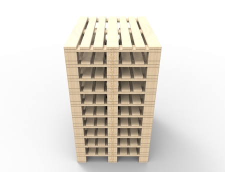 3D rendering of wooden pallets isolated in white studiobackground.の写真素材