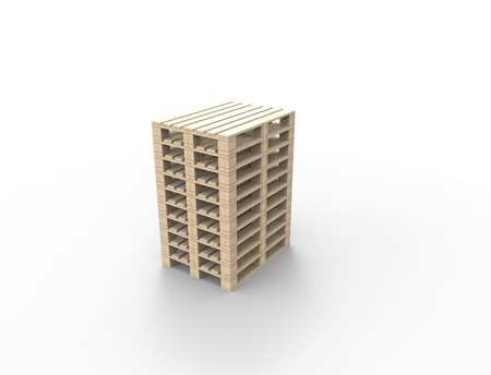 3D rendering of wooden pallets isolated in white studiobackground.の写真素材