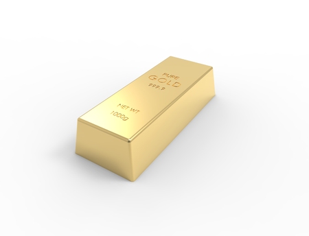 3D rendering of gold bars isolated on white studio background.の写真素材