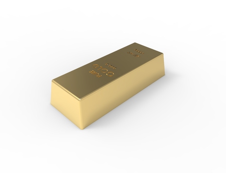 3D rendering of gold bars isolated on white studio background.の写真素材