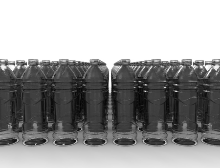 3D rendering of plastic bottles isolated in white studio background.の写真素材