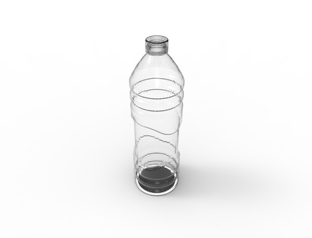 3D rendering of plastic bottles isolated in white studio background.の写真素材