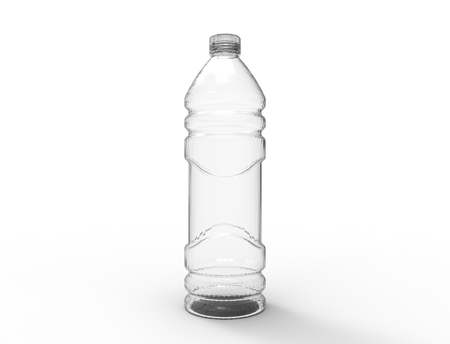 3D rendering of plastic bottles isolated in white studio background.の写真素材