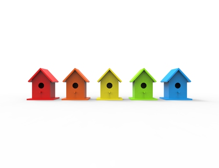 3d rendering of a brid house isolated in white studio background.の写真素材
