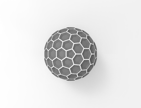 3d rendering of a honeycomb sphere dome isolated in white studio backgroundの写真素材