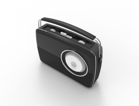 3d rendering of a vintage black radio receiver isolated on white background.の写真素材